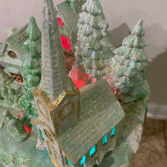 VTG Scioto Ceramic Mold Light-Up Christmas Gold Sparkling Large Village Scene - Picture 6 of 16